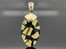 CLIP ANHÄNGER AUS 375/- GELBGOLD MIT BERGKRISTALL/ONYX/BLATTGOLD-DUBL. BEH. (CA. 13,0 ct.)