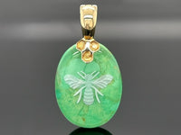 CLIP ANHÄNGER AUS 375/- GELBGOLD MIT TÜRKIS/BERGKRISTALL-DUBL. BEH. (ca. 12,0 ct.)