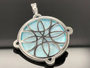 ANHÄNGER AUS 925/- SILBER RHODINIERT MIT PERLMUTT, BLAUTOPAS BEH. & ZIRKON