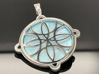 ANHÄNGER AUS 925/- SILBER RHODINIERT MIT PERLMUTT, BLAUTOPAS BEH. & ZIRKON