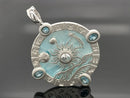 ANHÄNGER AUS 925/- SILBER RHODINIERT MIT PERLMUTT, BLAUTOPAS BEH. & ZIRKON