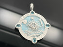 ANHÄNGER AUS 925/- SILBER RHODINIERT MIT PERLMUTT, BLAUTOPAS BEH. & ZIRKON