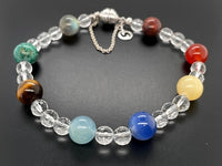 ARMBAND "SONNENSYSTEM" 925/-SILBER RHODINIERT MIT MULTI EDELSTEINE