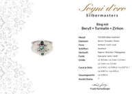 RING AUS 925/- SILBER RHODINIERT MIT BERYLL, TURMALIN & ZIRKON (Kopie)