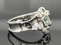 RING AUS 925/- SILBER RHODINIERT MIT BERYLL, TURMALIN & ZIRKON (Kopie)