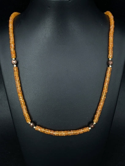 COLLIER 375/- GELBGOLD MIT MANDARIN GRANAT
