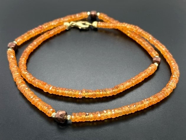 COLLIER 375/- GELBGOLD MIT MANDARIN GRANAT