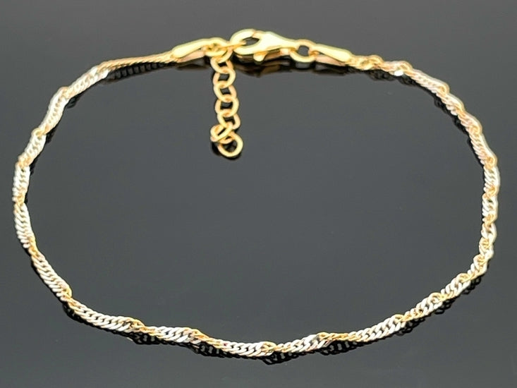 SINGAPURKETTE+ARMBAND AUS 925/-SILBER VERGOLDET
