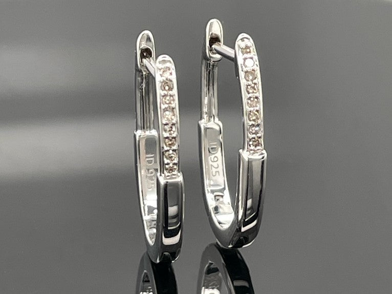 CREOLEN AUS 925/- SILBER RHODINIERT MIT  DIAMANTEN (GES. CA. 0,10 ct.) (Kopie)