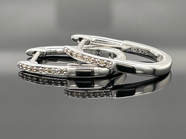 CREOLEN AUS 925/- SILBER RHODINIERT MIT  DIAMANTEN (GES. CA. 0,10 ct.) (Kopie)