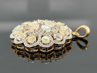 ANHÄNGER AUS 925/- SILBER VERGOLDET MIT ÄTHIOP. OPAL & ZIRKON