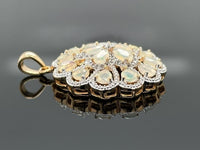 ANHÄNGER AUS 925/- SILBER VERGOLDET MIT ÄTHIOP. OPAL & ZIRKON