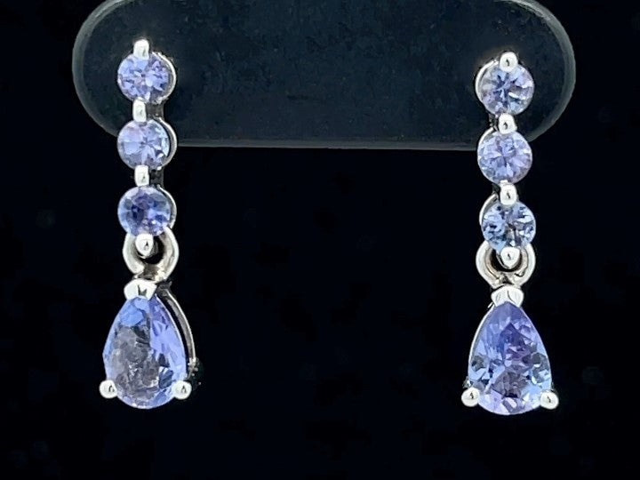 OHRSTECKER AUS 925/- SILBER RHODINIERT MIT TANSANIT