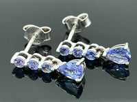 OHRSTECKER AUS 925/- SILBER RHODINIERT MIT TANSANIT
