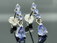OHRSTECKER AUS 925/- SILBER RHODINIERT MIT TANSANIT