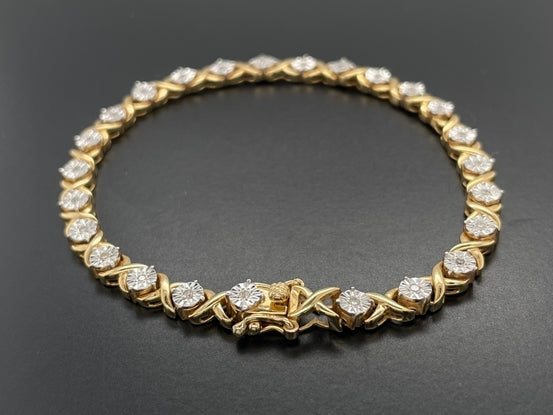 ARMBAND 925/-SILBER VERGOLDET MIT DIAMANTEN (GES. CA. 0,25 ct.)
