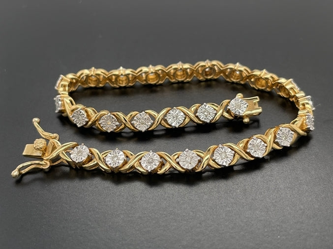 ARMBAND 925/-SILBER VERGOLDET MIT DIAMANTEN (GES. CA. 0,25 ct.)