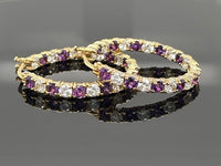 CREOLEN AUS 925/- SILBER VERGOLDET MIT AMETHYST & ZIRKON