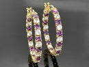 CREOLEN AUS 925/- SILBER VERGOLDET MIT AMETHYST & ZIRKON
