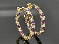 CREOLEN AUS 925/- SILBER VERGOLDET MIT AMETHYST & ZIRKON