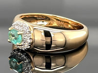 RING AUS 925/- SILBER VERGOLDET MIT SAMBIA SMARAGD & ZIRKON