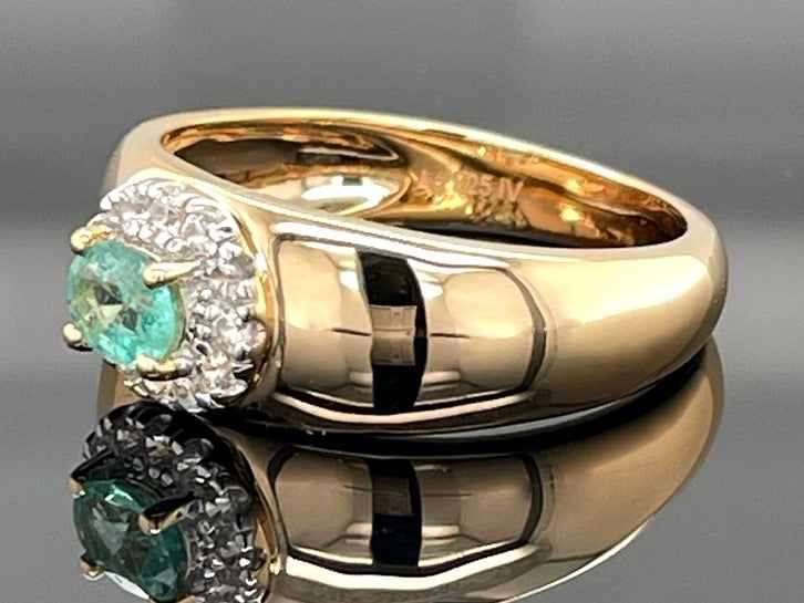 RING AUS 925/- SILBER VERGOLDET MIT SAMBIA SMARAGD & ZIRKON