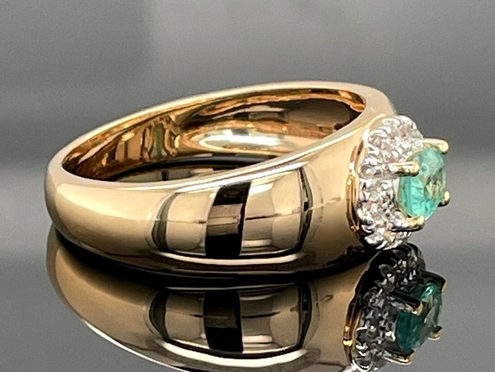 RING AUS 925/- SILBER VERGOLDET MIT SAMBIA SMARAGD & ZIRKON