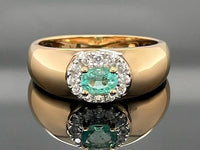 RING AUS 925/- SILBER VERGOLDET MIT SAMBIA SMARAGD & ZIRKON
