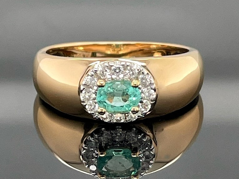 RING AUS 925/- SILBER VERGOLDET MIT SAMBIA SMARAGD & ZIRKON
