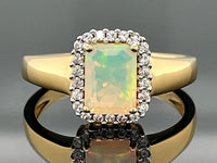 RING AUS 925/- SILBER VERGOLDET MIT ÄTHIOP. OPAL & ZIRKON
