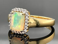 RING AUS 925/- SILBER VERGOLDET MIT ÄTHIOP. OPAL & ZIRKON