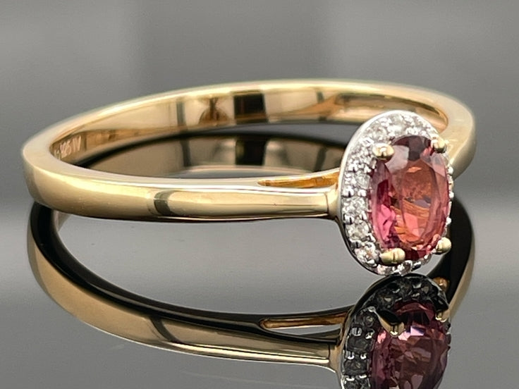 RING AUS 925/- SILBER VERGOLDET MIT PINK TURMALIN & ZIRKON