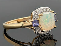 RING AUS 925/- SILBER VERGOLDET MIT OPAL, TANSANIT & ZIRKON