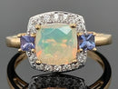 RING AUS 925/- SILBER VERGOLDET MIT OPAL, TANSANIT & ZIRKON