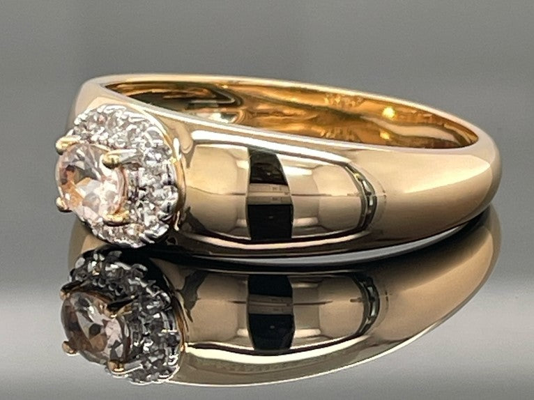 RING AUS 925/- SILBER VERGOLDET MIT MORGANIT & ZIRKON