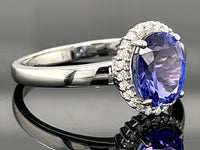 RING AUS 950/- PLATIN MIT TANSANIT AAAAA & BRILLANTEN