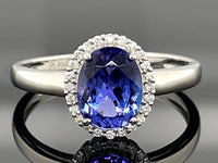 RING AUS 950/- PLATIN MIT TANSANIT AAAAA & BRILLANTEN