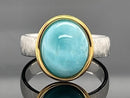 RING AUS 925/- SILBER BICOLOR MIT LARIMAR ( CA.4,25 ct.)