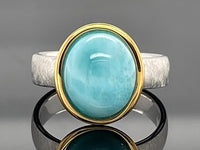 RING AUS 925/- SILBER BICOLOR MIT LARIMAR ( CA.4,25 ct.)