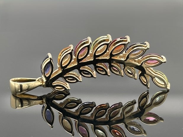 ANHÄNGER AUS 375/- GELBGOLD MIT MULTI EDELSTEINE & DIAMANTEN