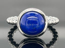 RING AUS 925/- SILBER RHODINIERT MIT LAPIS (CA. 4,0 ct.)