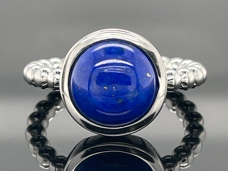 RING AUS 925/- SILBER RHODINIERT MIT LAPIS (CA. 4,0 ct.)