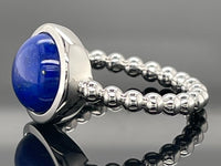 RING AUS 925/- SILBER RHODINIERT MIT LAPIS (CA. 4,0 ct.)