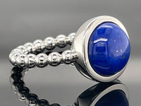 RING AUS 925/- SILBER RHODINIERT MIT LAPIS (CA. 4,0 ct.)