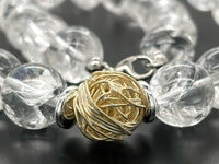 COLLIER 925/- SILBER RHODINIERT MIT BERGKRISTALL, HÄMATIT & SILBERELEMENT