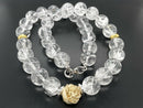COLLIER 925/- SILBER RHODINIERT MIT BERGKRISTALL, HÄMATIT & SILBERELEMENT