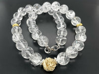 COLLIER 925/- SILBER RHODINIERT MIT BERGKRISTALL, HÄMATIT & SILBERELEMENT
