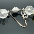 ARMBAND 925/- SILBER RHODINIERT MIT BERGKRISTALL, HÄMATIT & SILBERELEMENT