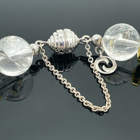 ARMBAND 925/- SILBER RHODINIERT MIT BERGKRISTALL, HÄMATIT & SILBERELEMENT