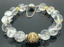 ARMBAND 925/- SILBER RHODINIERT MIT BERGKRISTALL, HÄMATIT & SILBERELEMENT